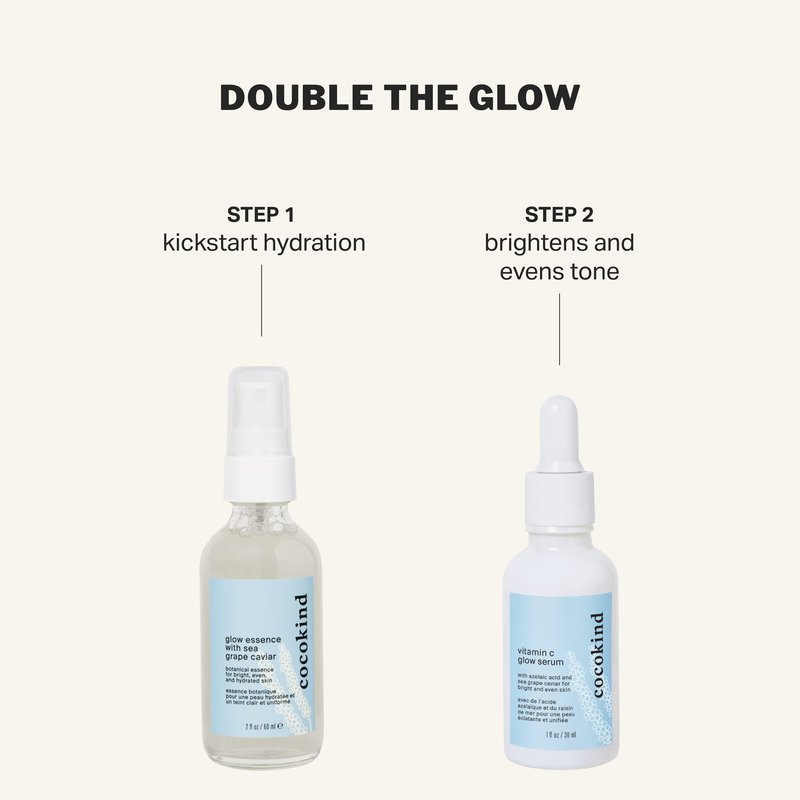 Cocokind Vitamin C Glow Serum with Azelaic Acid and Sea Grape Caviar for Bright and Even Skin, 1 Fl Oz