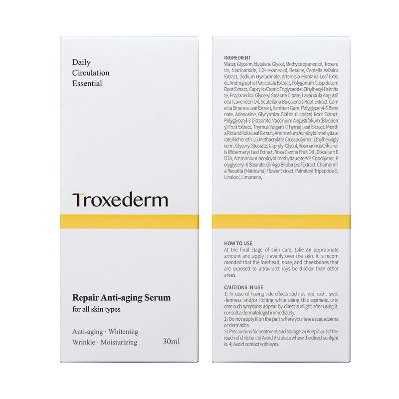Troxederm Repair Serum – Korean Facial Serum with Niacinamide, Troxerutin & Centella Asiatica, Lightweight Hydrating Daily Serum for Moisturizing & Barrier Care, All Skin Types, 1.01 Fl.oz