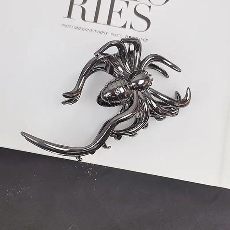 2Pcs Halloween Hair Clips Spider Web and Spider Hair Claw Clips Medium Size Black Hair Barrette Metal Alloy Shark Jaw Clip Fashion Funny Halloween Hair Accessories for Cosplay Party Hair Supplies