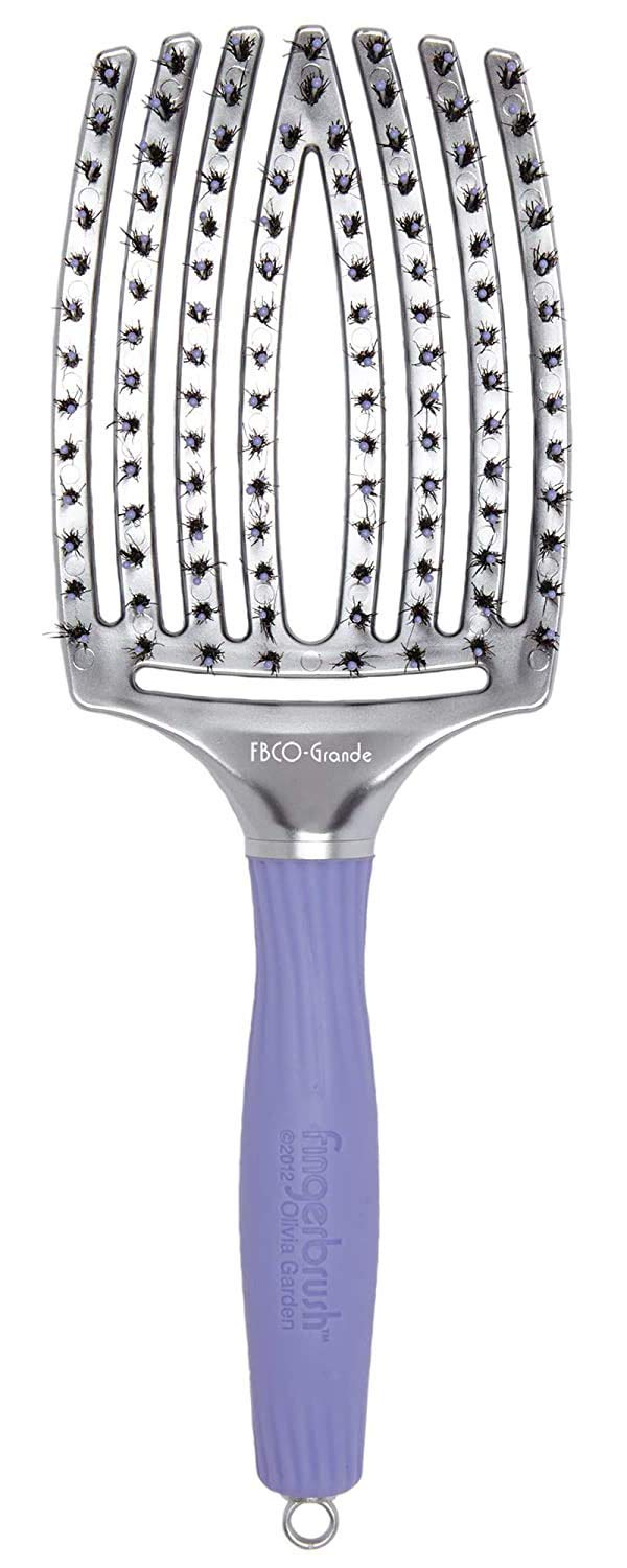 Olivia Garden FingerBrush Scalp-Hugging & Vented Combo Paddle Hair Brush (ionic & 100% boar bristles)