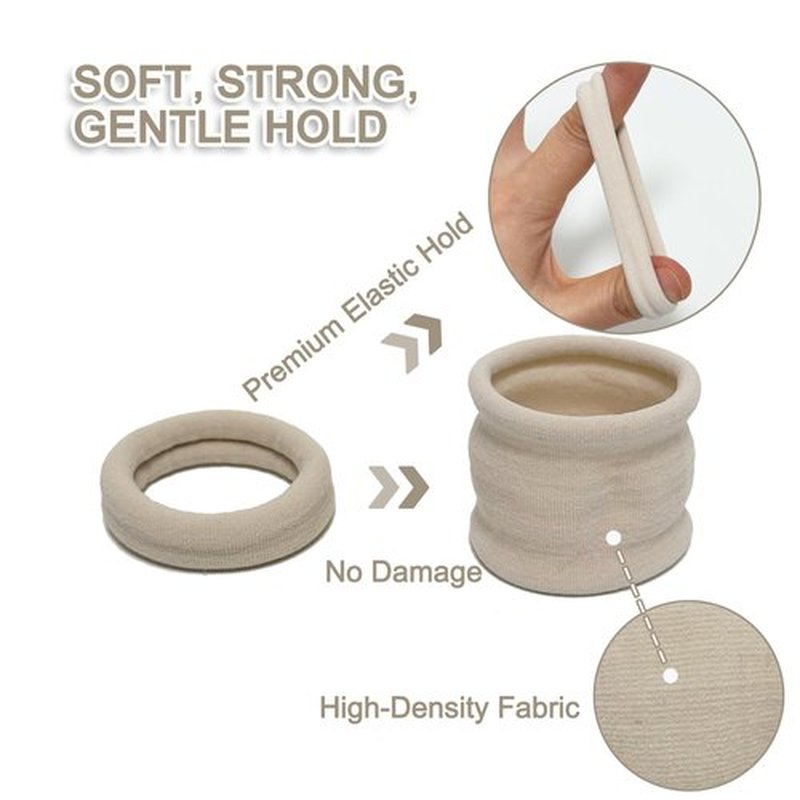 Jseng 8Packs Seamless Hair Ties for Women - No Damage Elastic Ponytail Holders Hair Accessories for Thick Curly Hair - Beige & Dusty Lavender