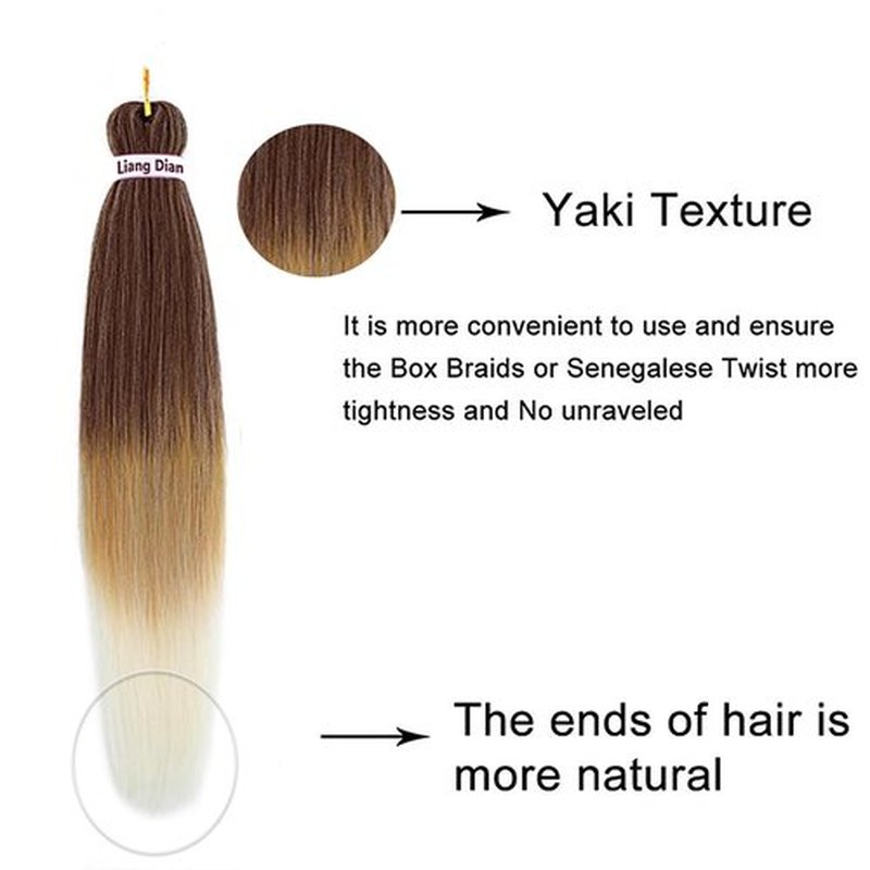 Liang Dian Pre-Stretched Braiding Hair 22 Inch 6 packs Hot Water Setting Synthetic Hair Crochet Braiding Hair Extension(4/27/613)
