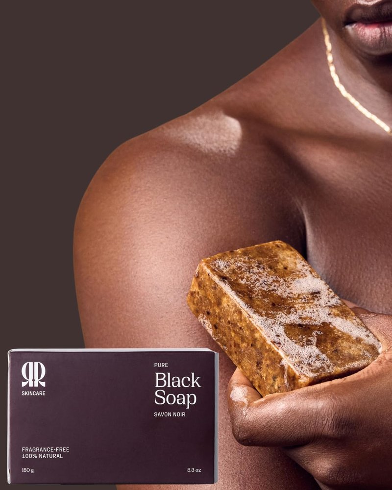 R&R Skincare Pure Black Soap Bar – African Black Soap for Face & Body – Handcrafted with Shea Butter & Palm Kernel Oil – Deep Cleansing & Moisturizing – Gentle for All Skin Types