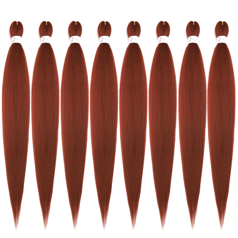 BALINGHAIR Ginger Pre-Stretched Braiding Hair Extensions 26 Inch Braiding Hair Hot Water Setting(350#-8Pcs)