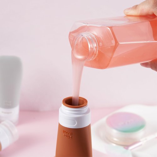 INSFIT Travel Bottles for Toiletries, TSA Approved 2oz Travel Size Bottles Leak Proof Travel Containers for Toiletries, BPA Free Refillable Travel Accessories for Shampoo Body Wash Liquids Brown