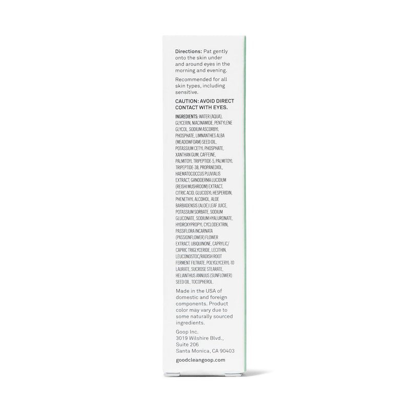 good.clean.goop beauty The Wide-Awake Eye Serum | Gel Serum to Reduce Fine Lines | Peptides, Astaxanthin & Reishi Mushroom Extract | Caffeine Eye Serum for Puffy Eyes & Dark Circles | Vegan | 0.5 oz