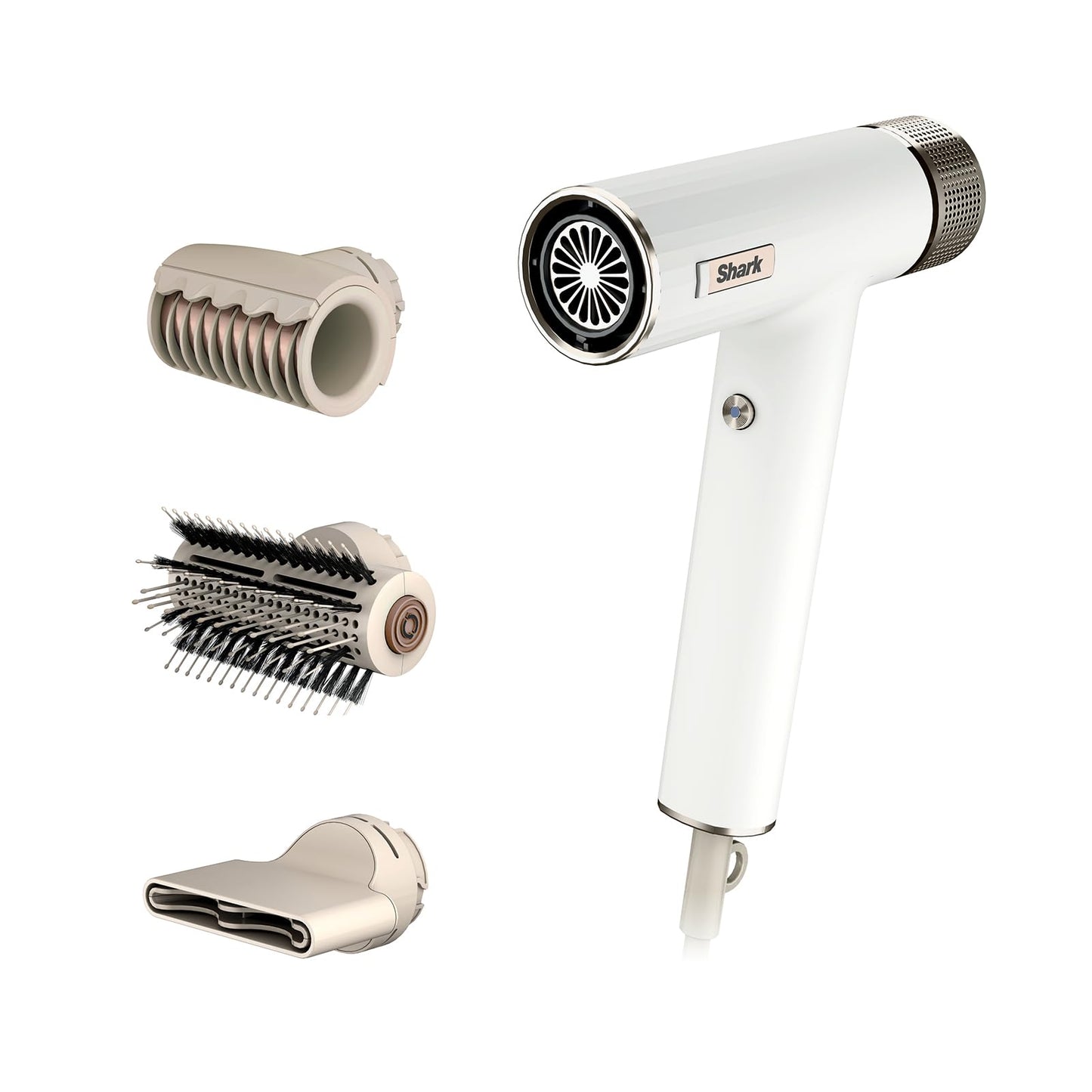 Shark Hair Dryer SpeedStyle RapidGloss Finisher and High-Velocity Dryer, Ionic Hair Blow Dryer with IQ Speed Styling and Drying Suite, No Heat Damage, Best for Straight and Wavy Hair, Silk, HD331