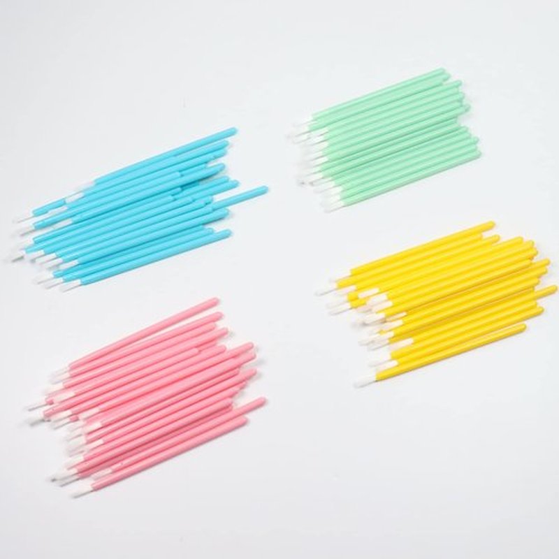 100 Pcs Disposable Makeup Lip Brushes Lipstick gloss brush pyo cookie paint brushes with Soft Brush Head Cosmetic Lip Brush Wands mini paint brushes for cookies (Mix Colors,Pink Green Blue Yellow)