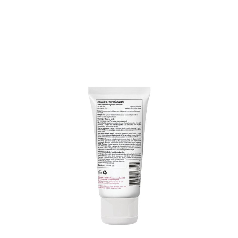 ATTITUDE Baby Diaper Cream, EWG Verified & Zinc Oxide Formula, Unscented & Hypoallergenic, Dermatologist-Tested, Vegan, 75g