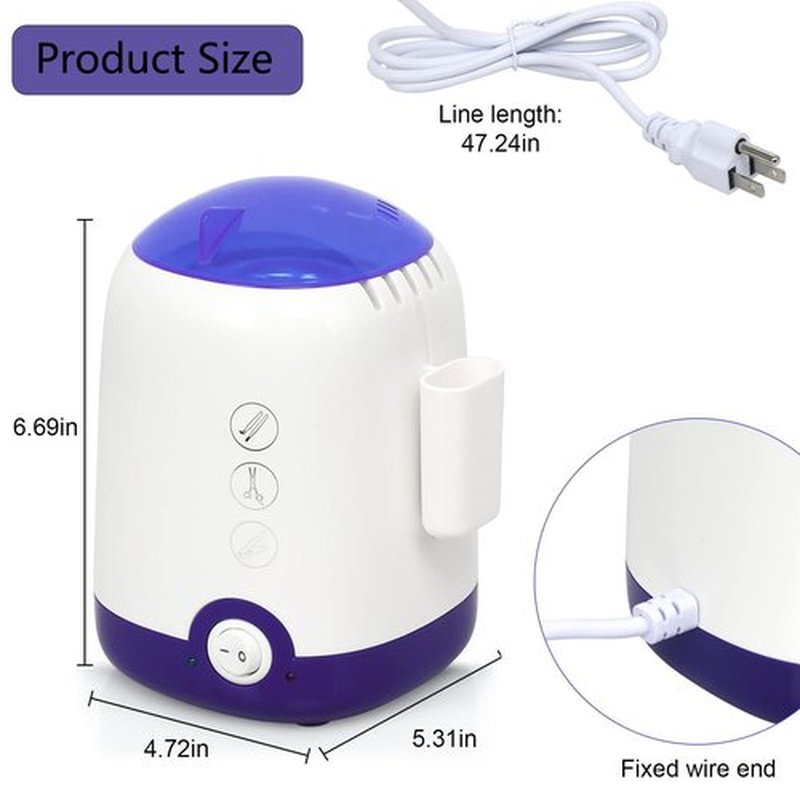 GoLashFun Nail Tool Sterilizer Machine,High Temperature Sterilization Nail Tool Cleaning Pot for Manicure Nail Salon Nipper Hair Cutting Scissors Cleaning Equipment (Blue with Storage Container)