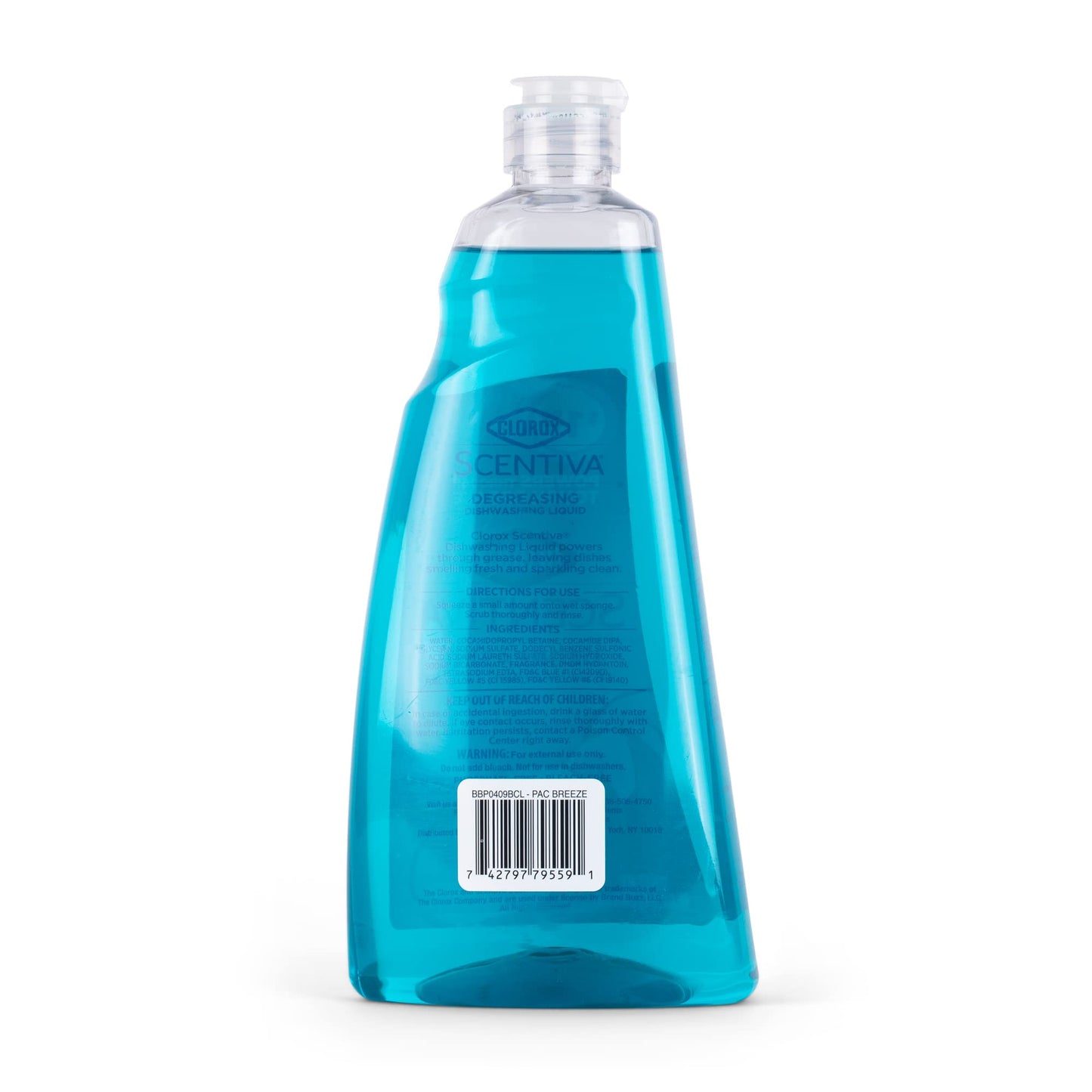 Clorox Scentiva Liquid Dish Soap, Pacific Breeze and Coconut Scent - Ultra-Concentrated Dishwashing Liquid That Cuts Through Grease and Food Residue, Bleach-Free, 26 Fl Oz