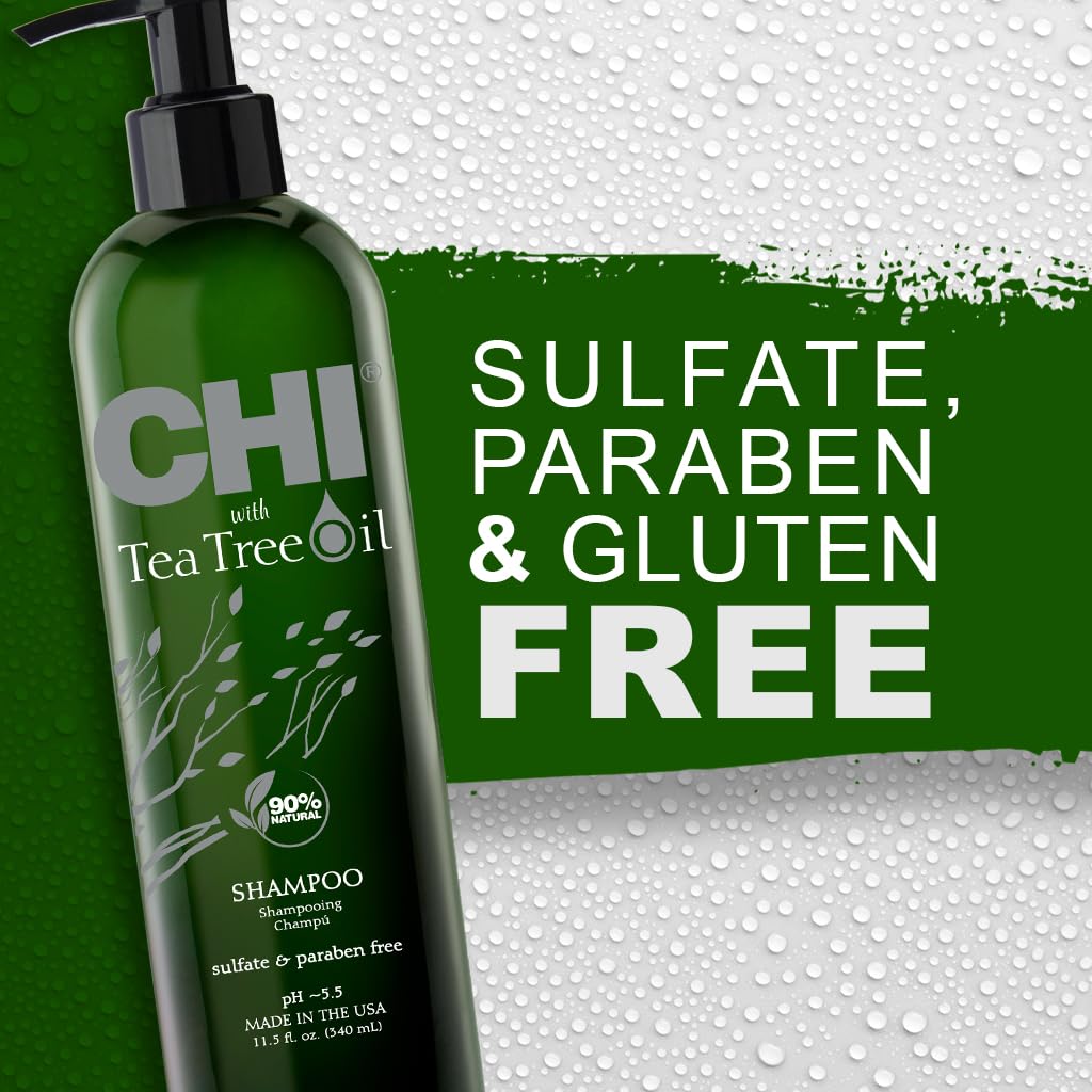 CHI Tea Tree Oil Shampoo, Strengthening Shampoo For Gently Cleansing Hair & Removing Impurities, Sulfate, Paraben, & Cruelty-Free, 25 Oz