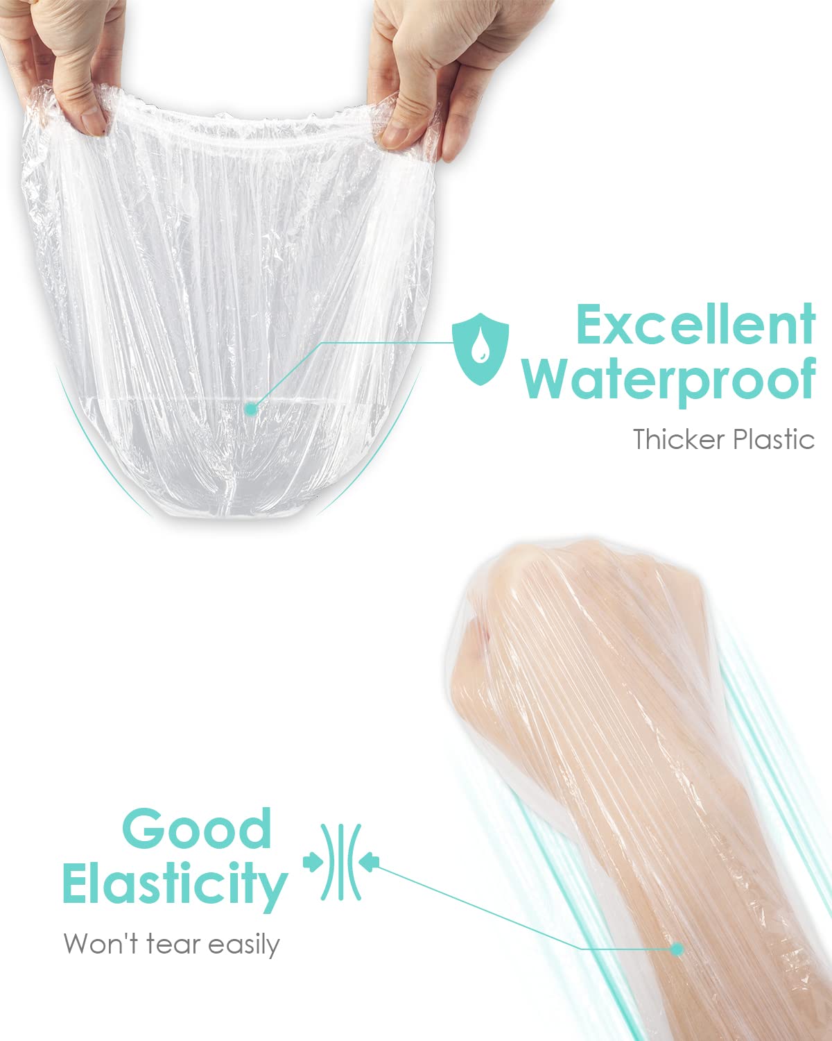 Auban 80 PCS Shower Cap Disposable Extra Large,Bath Caps Clear Waterproof Plastic Elastic Hair Bath Cap Hotel Travel Essentials Accessories Deep Conditioning Hair Care(23.6")