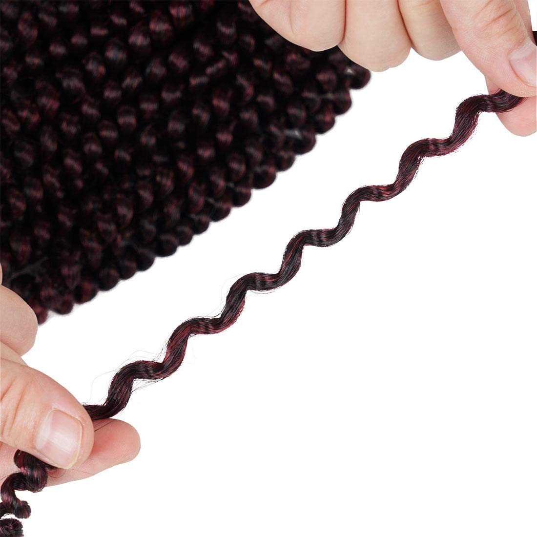 Beyond Beauty Spring Twist Crochet Hair 90strands 8 Inch Fluffy Spring Twists Braiding,Spring Twist Crochet Braids Bomb Twist Crochet Hair for Black Women(T1B BUG)