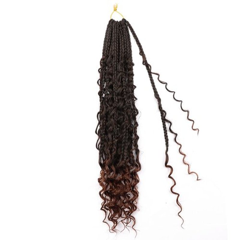 Goddess Box Braids Crochet Hair 18 inch Boho Box Braids 8 Packs Crochet Box Braids Curly Ends Crochet Hair Pre-looped Bohomian Box Braid Crochet Hair for Black Women T30