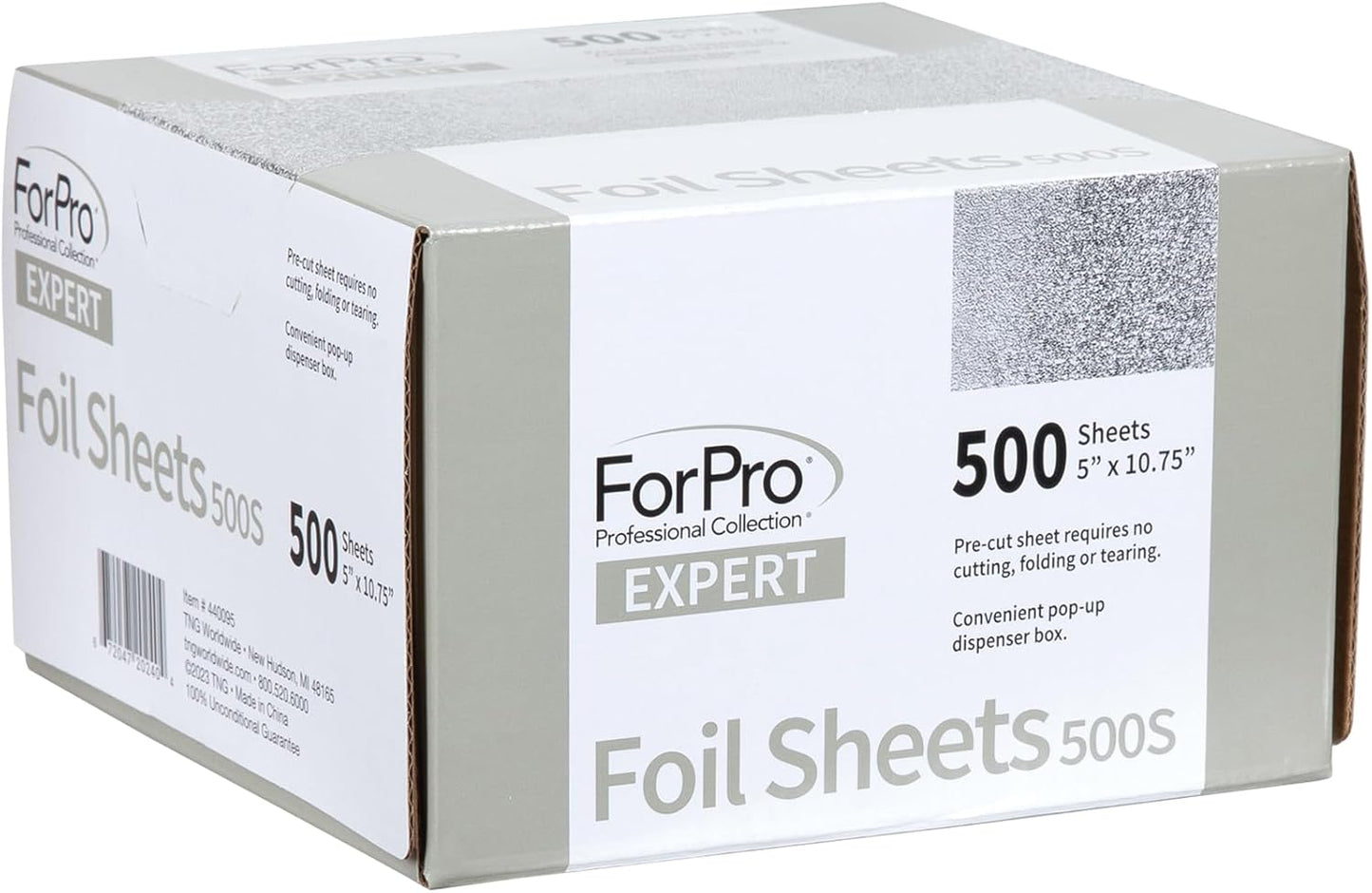 ForPro Expert Embossed Aluminum Foil Sheets 500S, Pop-Up Foil Dispenser, Hair & Food Safe, 5' W x 10.75' L, Pack of 2 (500-Count)