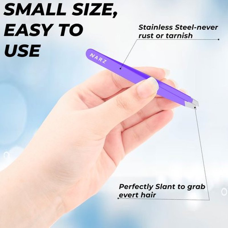 Professional Tweezer for Facial Hair Women & Men Stainless Steel Precision Tweezers for Ingrown Hair Tweezers for Men & Women (Purple)
