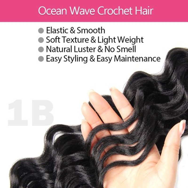 Niseyo NU Ocean Wave Crochet Hair 6 Inch 8 Packs Soft Deep Twist Crochet Braids Synthetic Black Wavy Braiding Hair Extensions (1B)