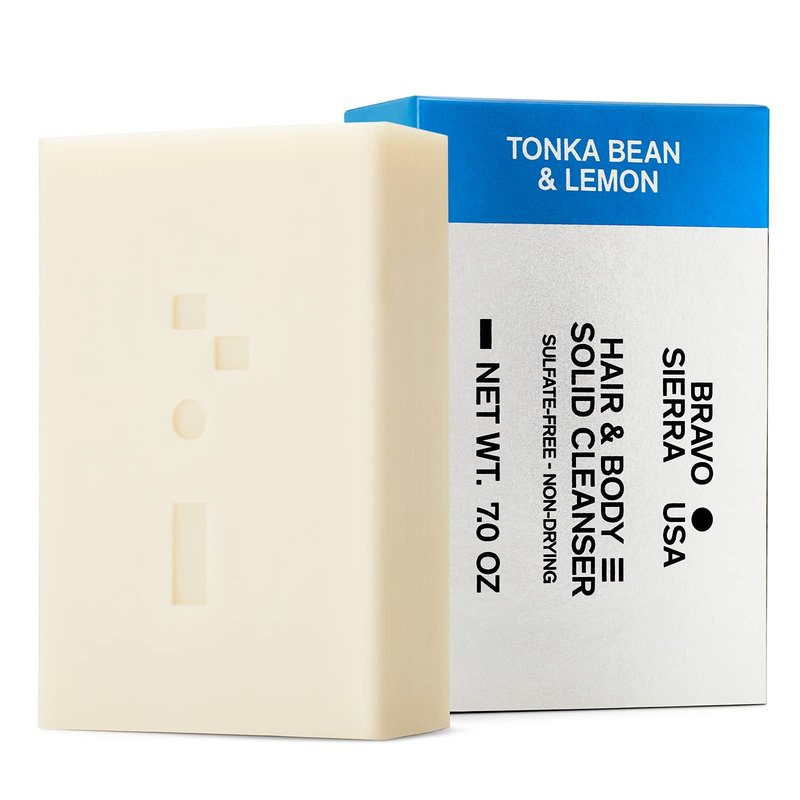 Bravo Sierra Tonka Bean & Lemon Body Bar, 3-Pack - All-In-One Multifunctional Cleanser with Coconut, Shea Butter & Oat Flour for Face, Hair, Body & Healthy Hair, 7 oz