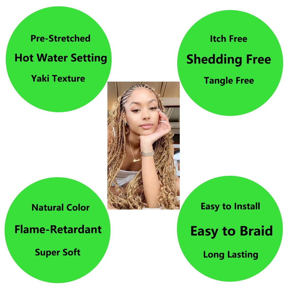 BALINGHAIR Ginger Pre-Stretched Braiding Hair Extensions 26 Inch Braiding Hair Hot Water Setting(350#-8Pcs)