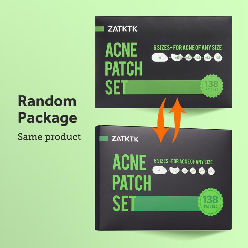 ZATKTK Pimple Patches (6 Sizes 138 Patches), Acne Patches for Large Zit Breakouts, Hydrocolloid Bandages for Face, Chin, Nose, Forehead, Body, Back, Neck & Chest, Oval Hydrocolloid Acne Patches