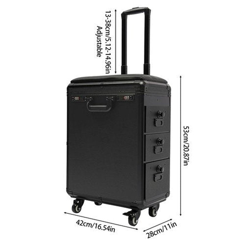 Gdrasuya10 Professional Rolling Makeup Case Tattoo Trolley Case with Tattoo Armrest Stand Large Makeup Travel Organizer Case Makeup Train Case with Wheel Lock Makeup Case for Cosmetologist
