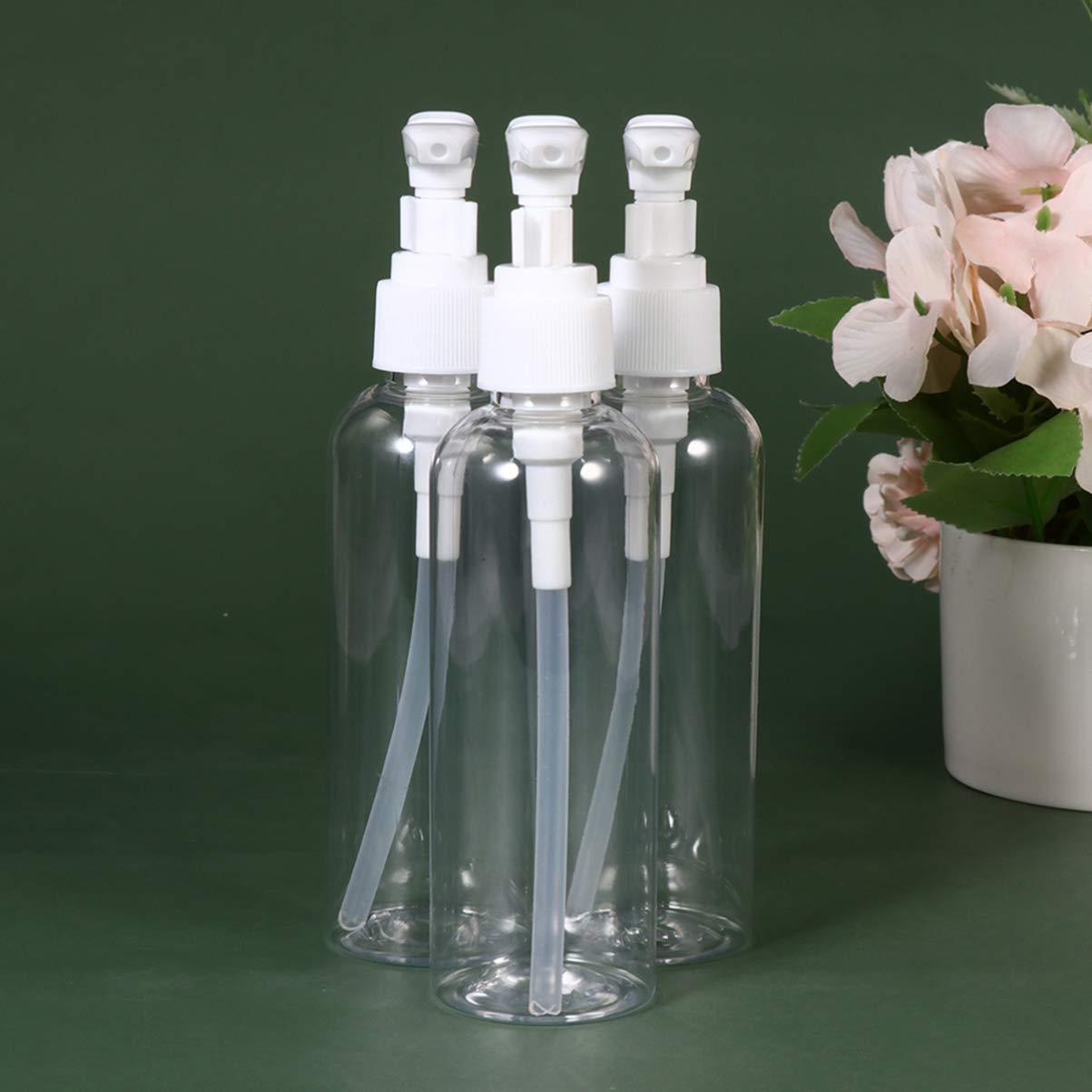 FOMIYES 10pcs Small Empty Plastic Pump Bottles Dispenser Portable Refillable Soap Shampoo Lotion Containers for Home Travel Outdoor Camping 100ml Transparent