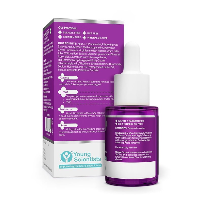 The Derma Co 2% Salicylic Acid Serum for Active Acne | Helps Reduces Acne Marks & Blackheads | Removes Excess Oil & Unclog Pores | Suits All Skin Types | 1.01 Fl Oz/30ml