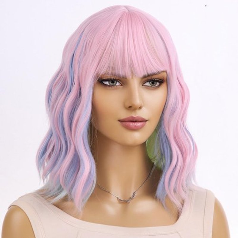 MAGQOO Rainbow Wig for Women Girls Multicolor Wig Short Curly Wavy Colorful Wigs Synthetic Heat Resistant Halloween Costume Cosplay Daily Use