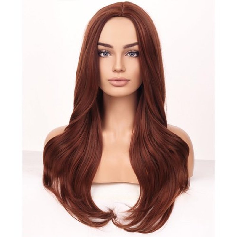 BERON Ginger Orange Wigs Long Wavy Wig for Women Natural Auburn Girls Heat Resistant Synthetic Hair Wigs for Cosplay Party Daily or Used