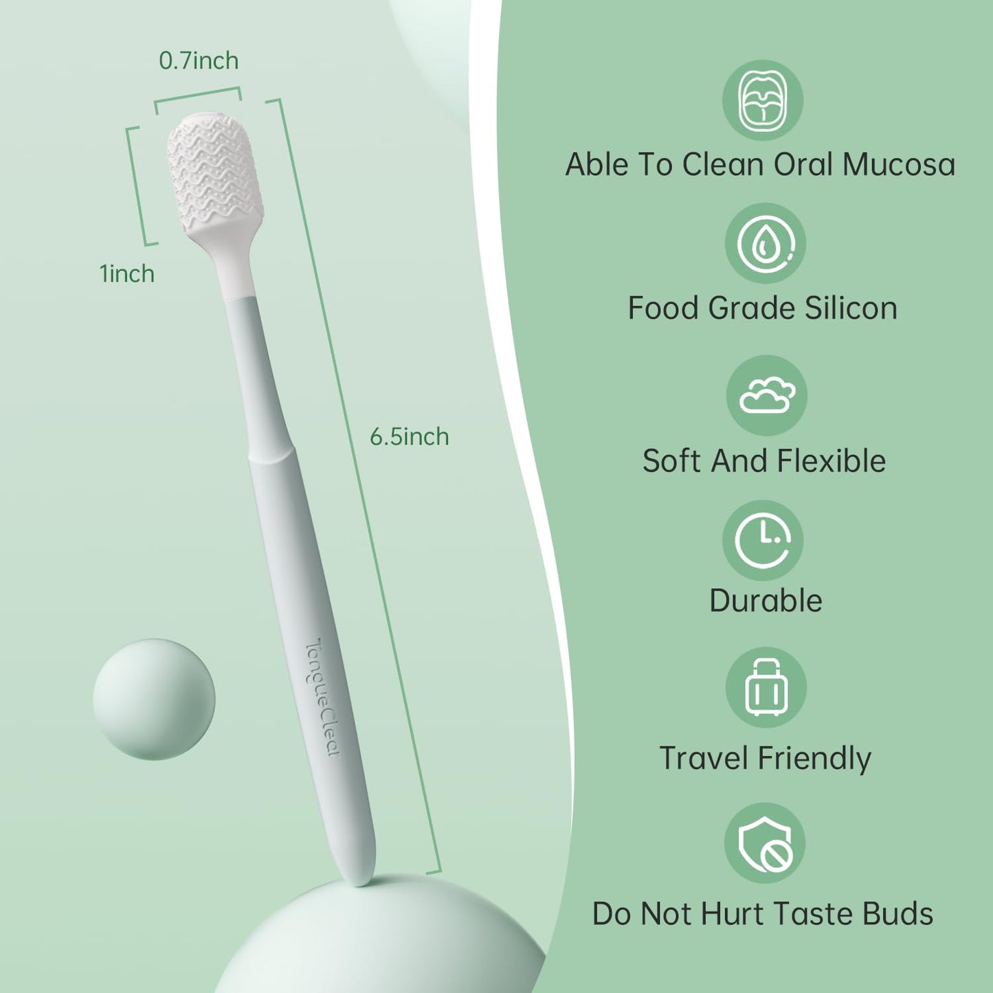 Tongueclear Oral Mucosal Cleaner|Silicon Oral Care Cleaner|Gum Massager with Air Bag(1 pc)