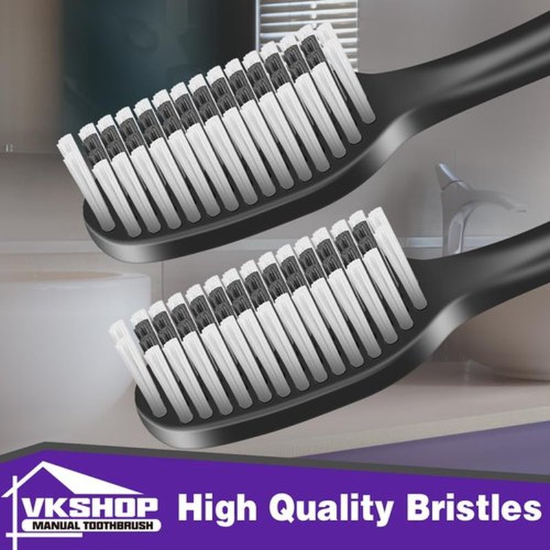 VKshop 100 Bulk Charcoal Toothbrushes, Individually Wrapped Travel Toothbrush Set for Adults Kids, Disposable Manual Toothbrushes Set (4 Colors)