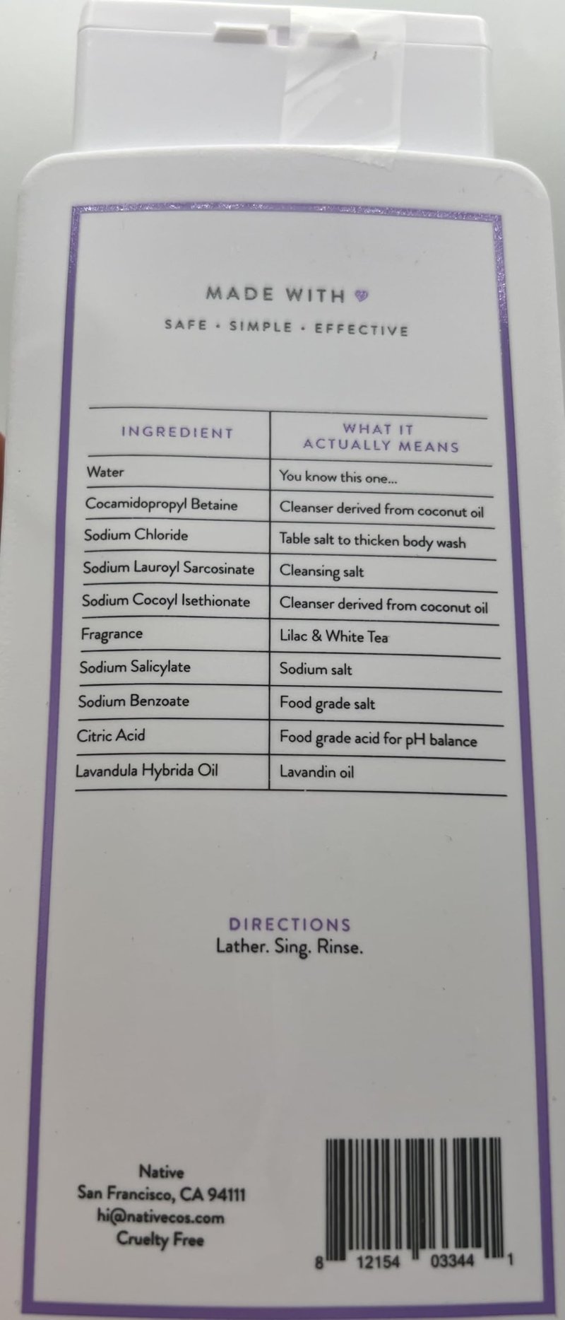 Native Body Wash Contains Naturally Derived Ingredients | For Women & Men, Sulfate, Paraben, & Dye Free Leaving Skin Soft and Hydrating | Lilac & White Tea 18 oz (Pack of 2)