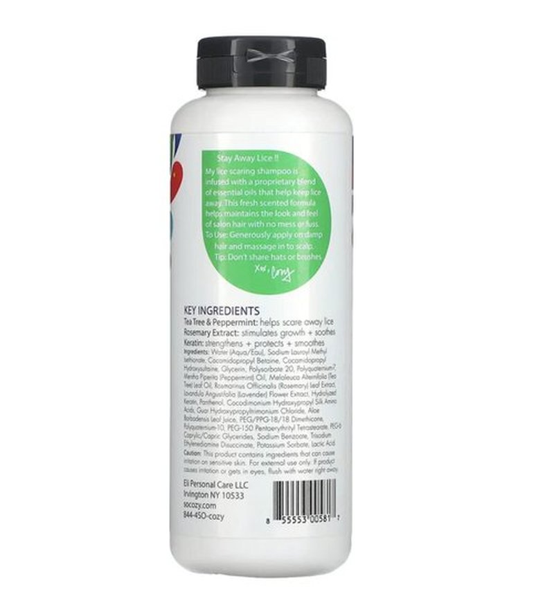 SoCozy Boo! Lice Scaring Shampoo For Kids Hair, Effective Lice Treatment (10.5 Fl Oz) Scare Away Lice with Tea Tree, Rosemary and Peppermint Oils, No Parabens, Sulfates, Synthetic Colors or Dyes