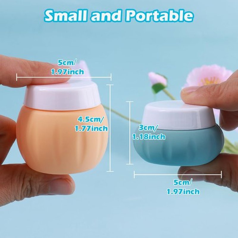 Travel Containers for Toiletries, GLAMFIELDS TSA Approved 2Pcs 1.7oz+3Pcs 1oz Travel Size Silicone Jars BPA Free, Leak-proof Travel Essentials with Lid for Cosmetic Face Hand Body Cream Orange (5Pack)