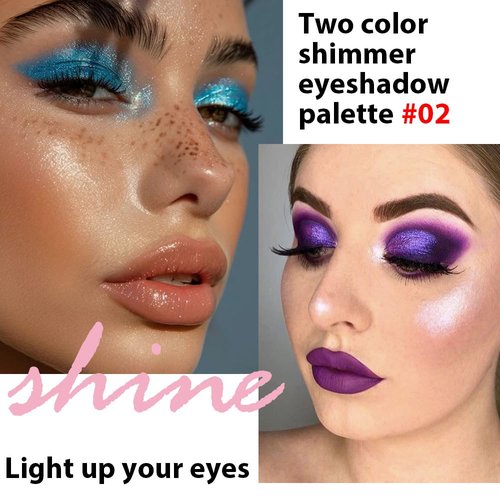 FeiCuiYun Double color eye shadow, Eyeshadows Creamy, high pigment eye makeup palette, matte shimmer metal eye shadow powder, Blendable, Ultra-Pigmented, Easy to Apply, Matte & Shimmer, (02)