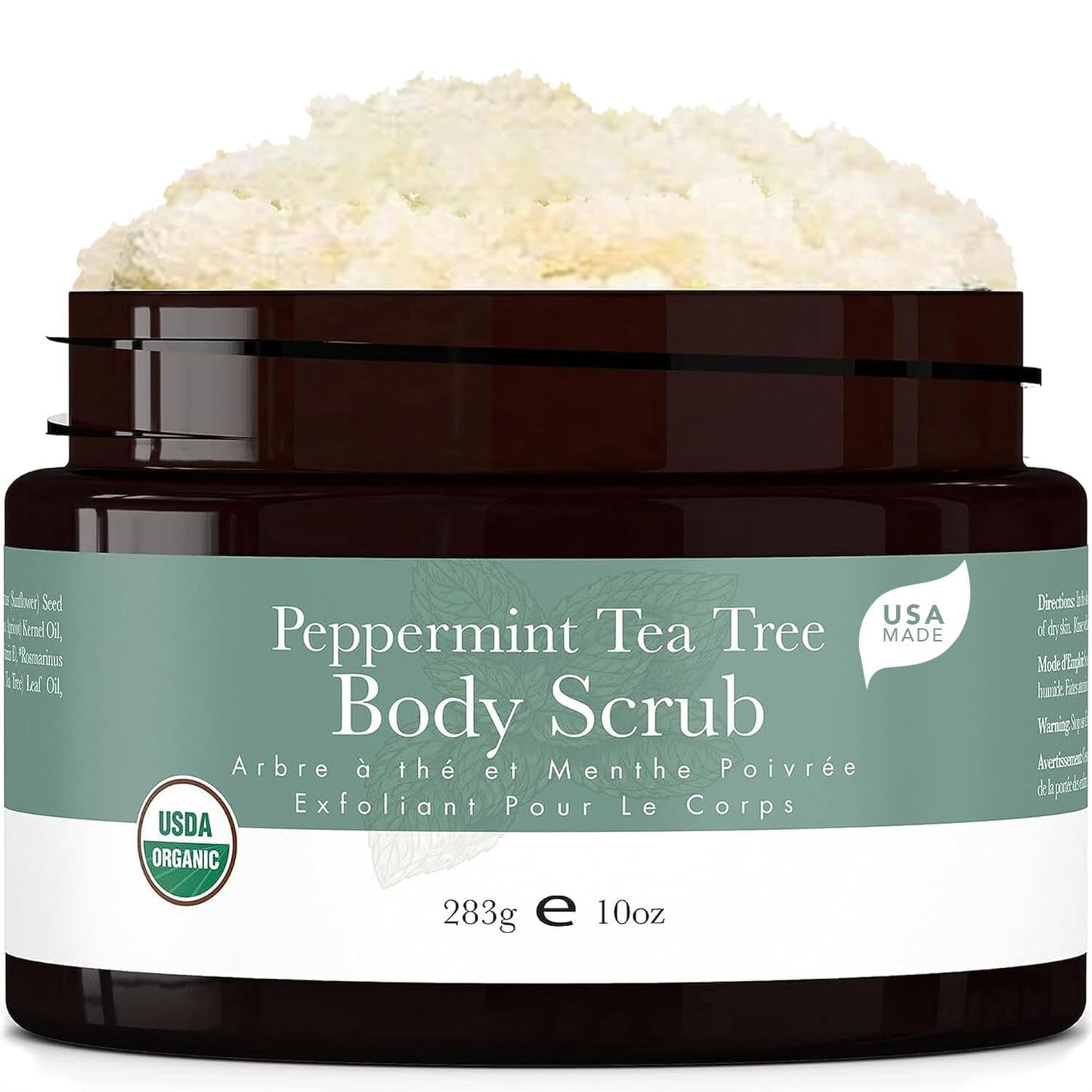 Organic Vanilla Coconut Body Scrub - USA Made Sugar Scrub with Natural Ingredients, Moisturizing Body & Foot Exfoliator for Dry and Sensitive Skin, Removes Dead Skin Cells & Reduces Ingrown Hair
