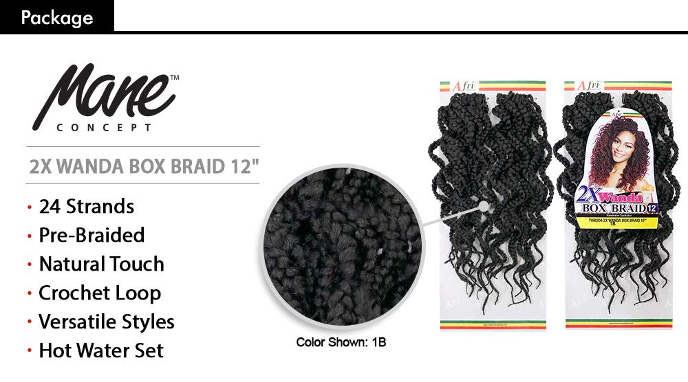 MULTI PACK DEALS! Mane Concept Synthetic Hair Crochet Braids 2X Wanda Box Braid 12" (3-PACK, 2)