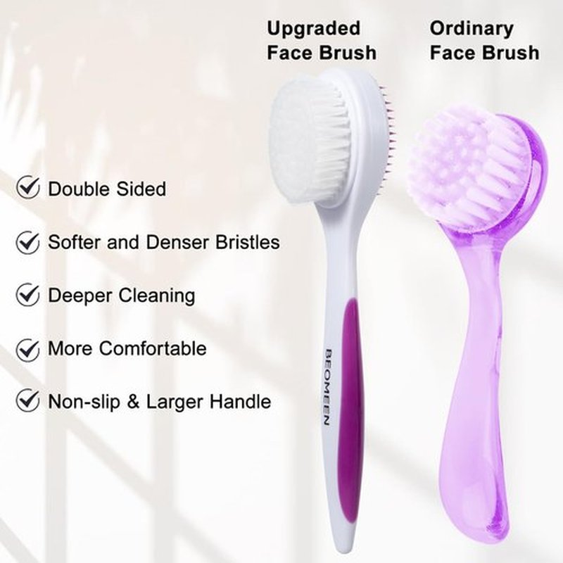Beomeen Silicone Exfoliating Face Scrubber, 2 Pack Facial Cleansing Brush Handheld Face Exfoliator Scrubber Double Side Face Brush Cleanser for Deep Cleansing, Blackhead Makeup Removal