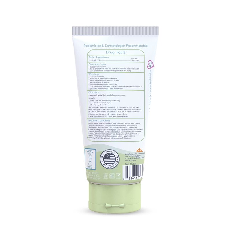 TruKid Eczema Mineral Sunscreen SPF 30 - All Natural Kids & Baby Sunscreen for Face & Body, Zinc Oxide Broad Spectrum Protection for Delicate Skin, Unscented, FSA Eligible, Travel Size 3.4oz
