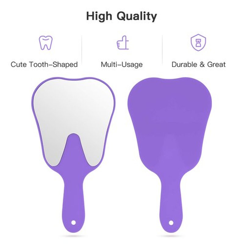 Annhua Tooth Shaped Mirror Hand Held Face Mirror Cute, Handheld Mirrors with Handle Purple Small Makeup Shower Mirror, Used for Salon|Barber|Dentist Clinic|Hairdressing