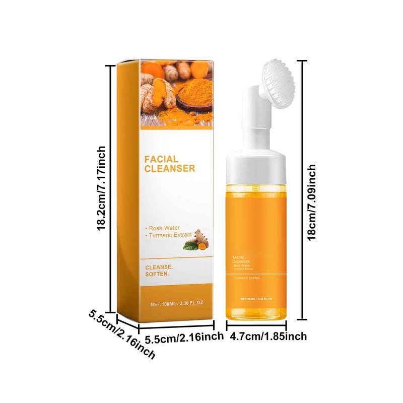 EAEVDJ Turmeric Face Wash With Brush, Deep Cleansing Exfoliating Glow Wash Cleanser.(1 Pcs)