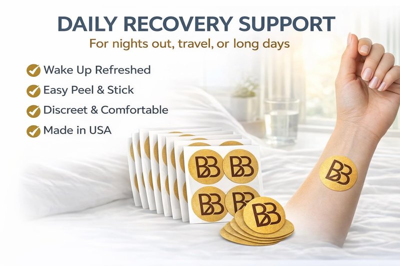 AVP Wellness Bounce Back Recovery Patch – Wake Up Refreshed After Drinking, 12 Topical Wellness Patches, No Pills, Water-Resistant, Made in USA