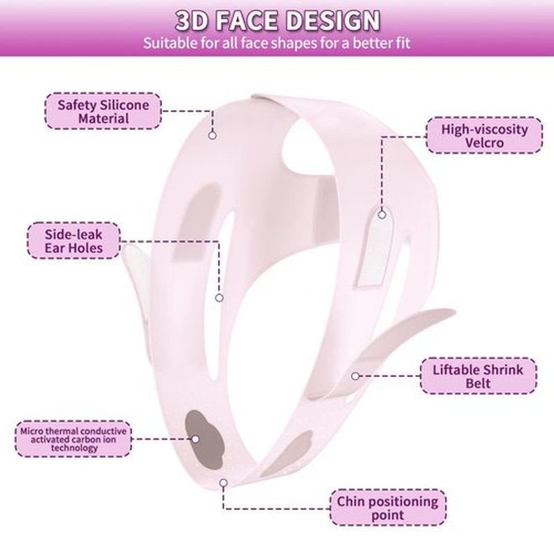 Upgrated V-silicone Face Lift Tape Face Strap,Soft Silicone Chin Strap for Women 23-27 Inches,Double Chin Reducer,Chin Strap For Sleeping (Skin)