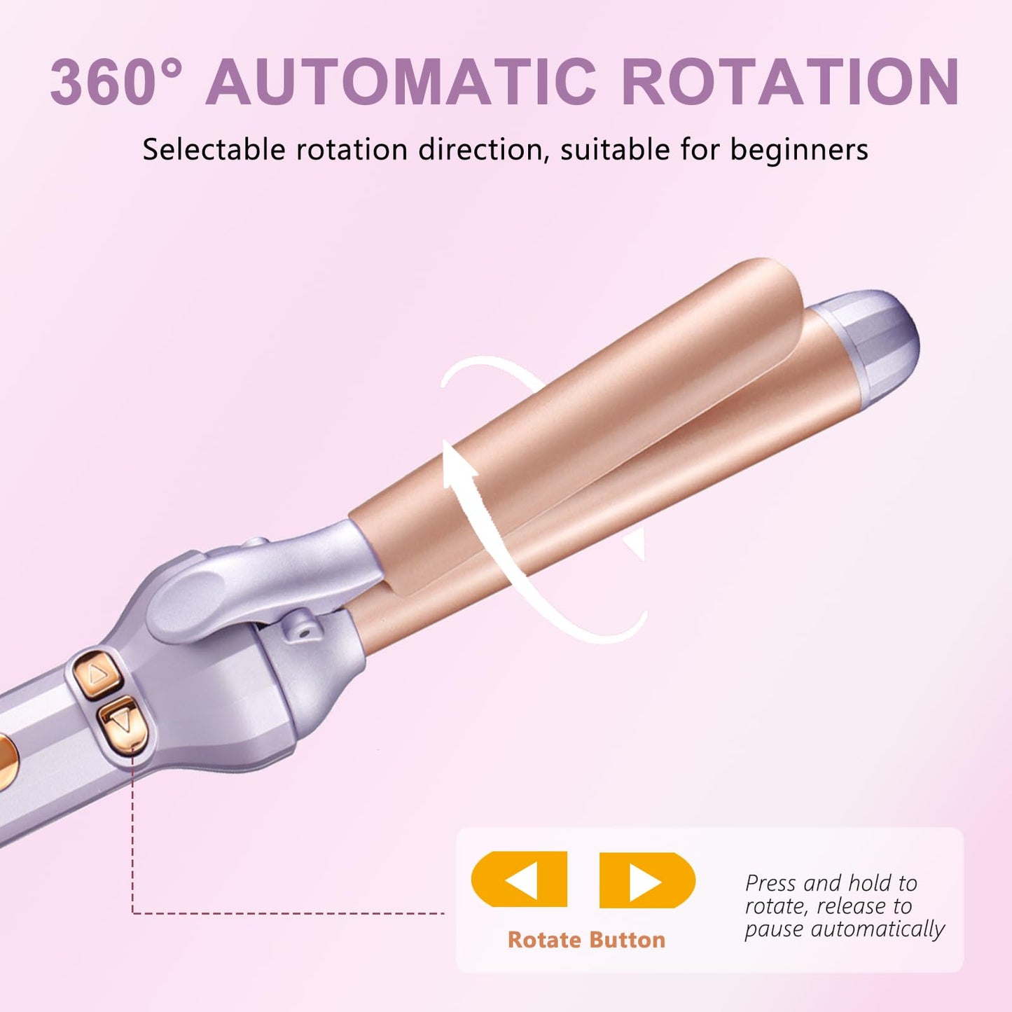 Curling Iron 1.18 Inch, Curling Wand for Long Hair and Short Hair, 3 Temperature Settings Ceramic Long Barrel Hair Curling Iron (Purple)