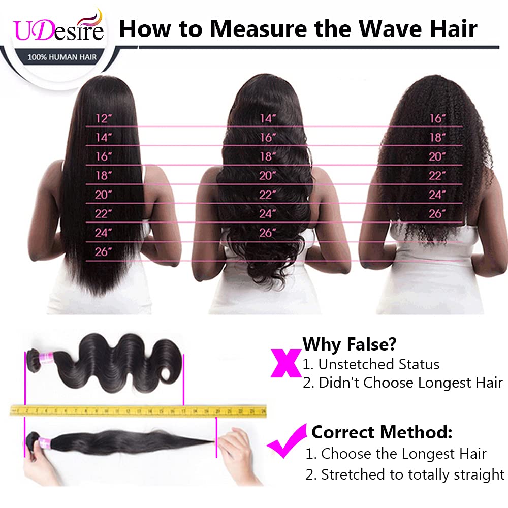 UDesire 12A Brazilian Body Wave Bundles (18 20 20 Inch) Human Hair 3 Bundles Unprocessed 100% Virgin Body Wave Human Hair Weave Bundles Natural Black