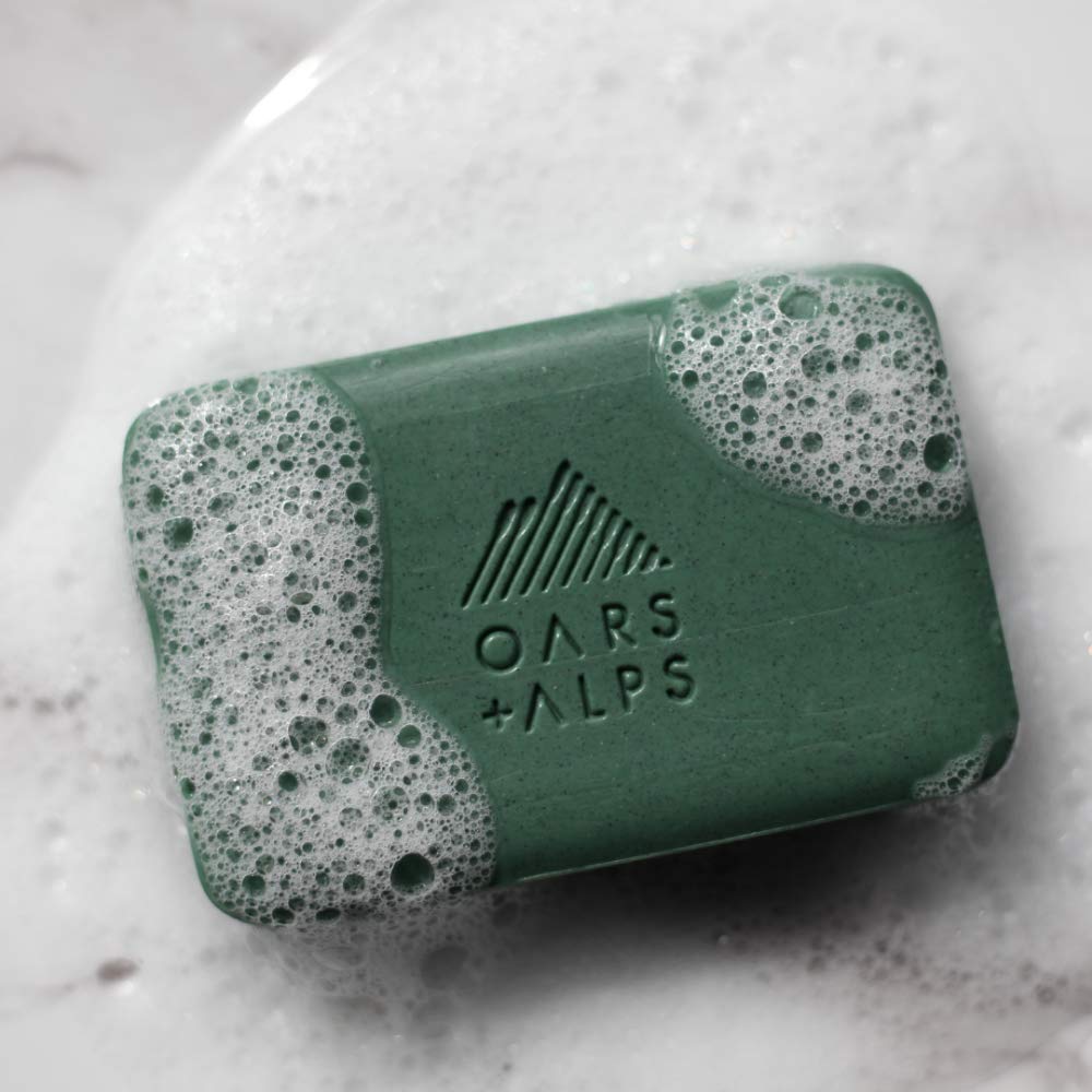 Oars + Alps Blue Charcoal Exfoliating Men's Bar Soap, Dermatologist Tested and Made with Clean Ingredients, Travel Size, 3 Pack, 6 Oz Each