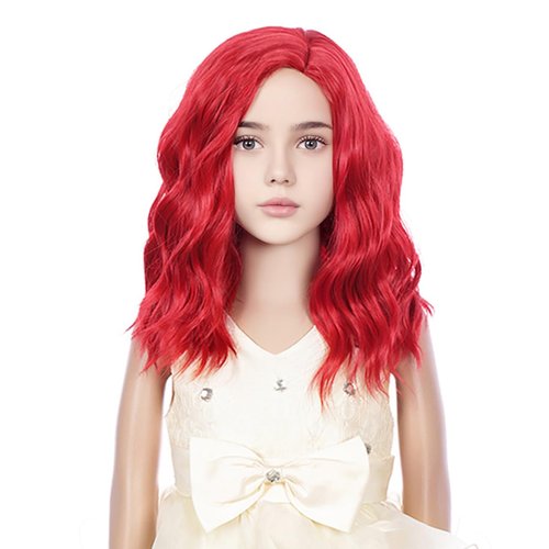 DUDUWIG Red Wig for Girls Kids Short Red Wavy Curly Bob Wigs Child Red Side Part Wig Synthetic Hair Wigs for Halloween Costume Cosplay