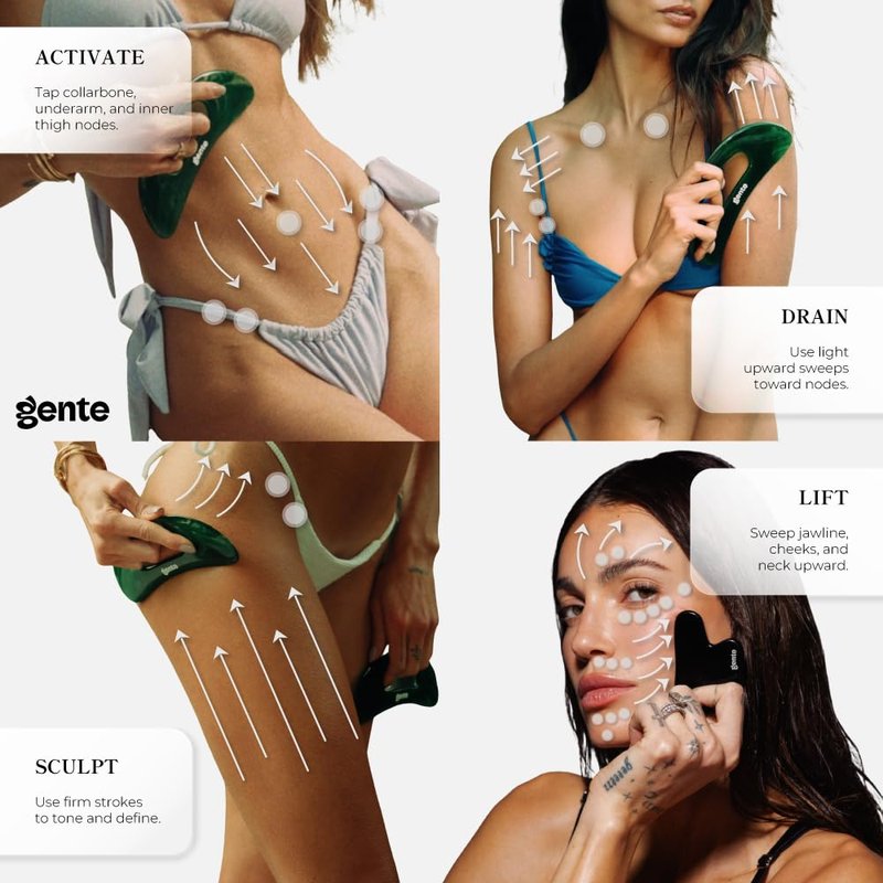 Gente Beauty Lymphatic Drainage Oil for Body & Face, Scented Skin Tightening & Sculpting Oil, Caffeine Body Oil for Circulation & De-Puffing, Bright Citrus & Soft Musk Massage Oil, 50ml