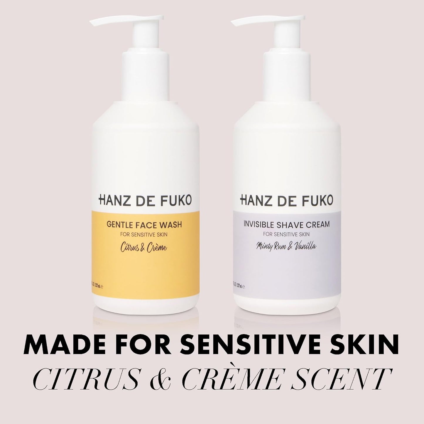 Hanz de Fuko Gentle Face Wash for Men & Women – Citrus & Creme Premium Facial Cleanser, Great for Sensitive Skin – Hypoallergenic Formula with Aloe Vera, Clove, Acai – Sulfate and Paraben Free – 8 oz.